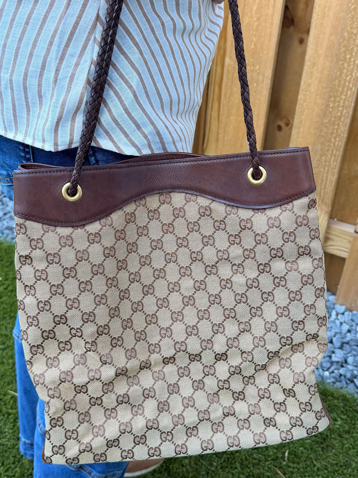 Gucci Shoulder Bag Brown Canvas
