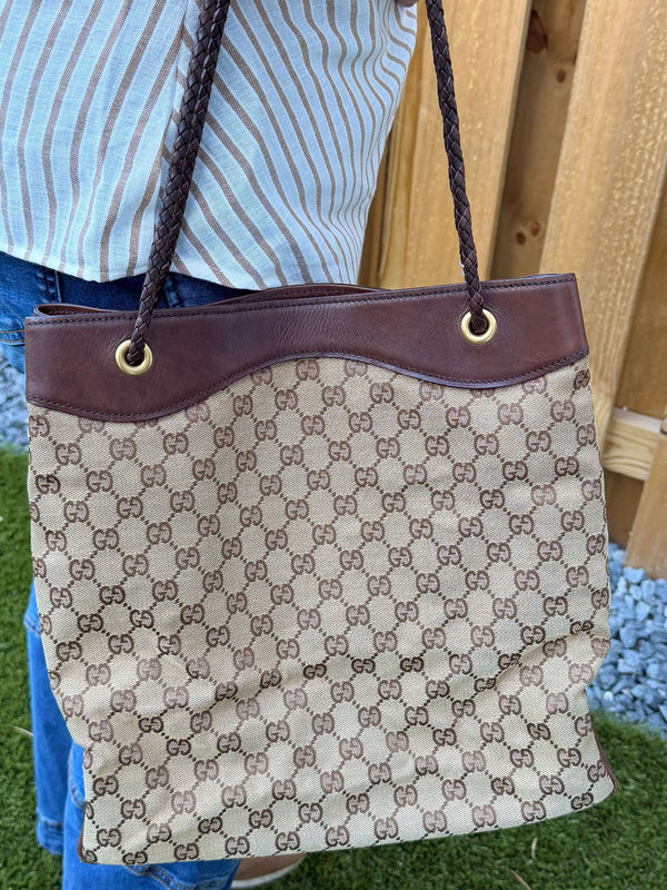 Gucci Shoulder Bag Brown Canvas