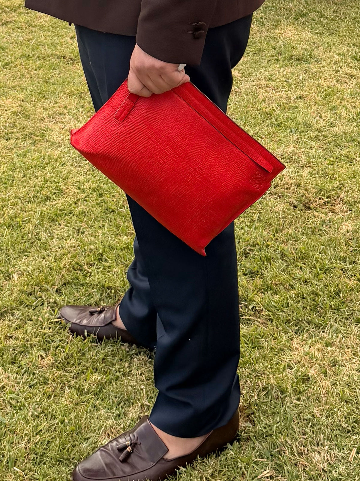 LOEWE Clutch Bag Red Leather
