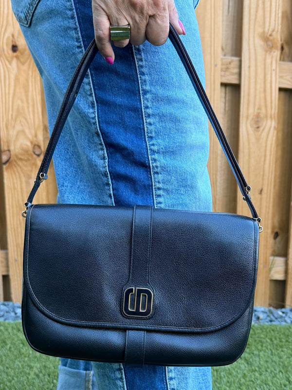 Christian Dior CD Logo Leather Black Shoulder bag