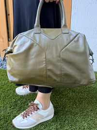 Yves Saint Laurent Olive Green Leather Tote
