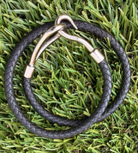 Hermes Hook Bracelet Black Silver