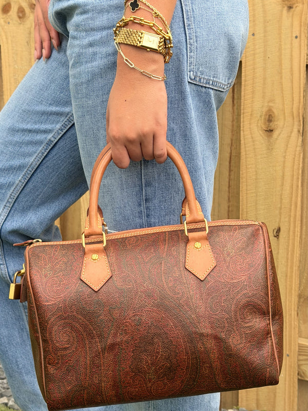 Etro Hand Bag Brown PVC