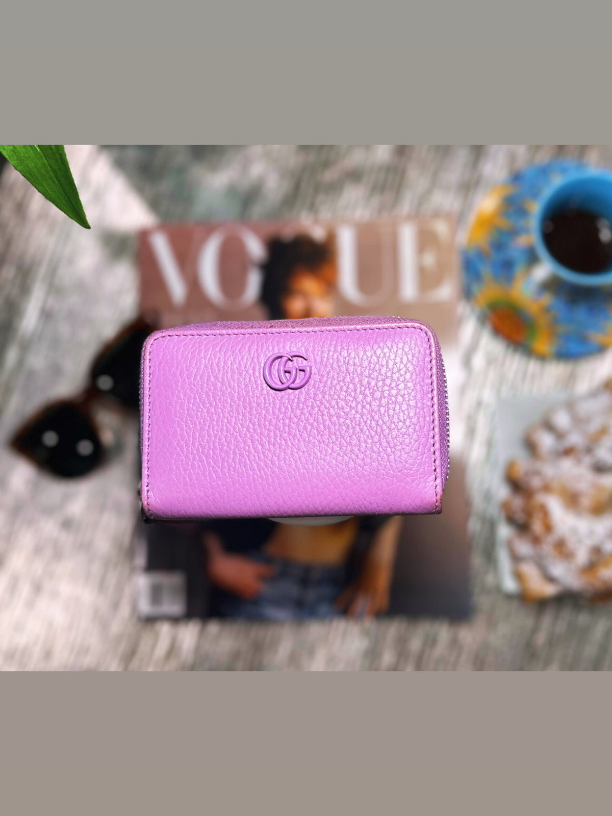 GUCCI GG Marmont Double G Coin Purse Case pink Leather