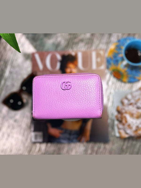 GUCCI GG Marmont Double G Coin Purse Case pink Leather