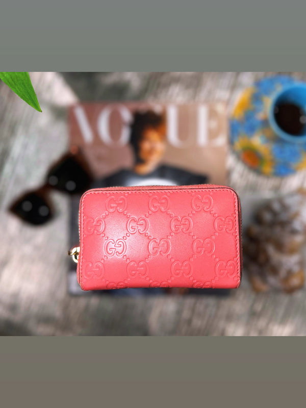 Gucci Coin Case Pink Leather