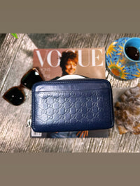 GUCCI Micro Guccissima Black Leather Coin Case Mini Wallet