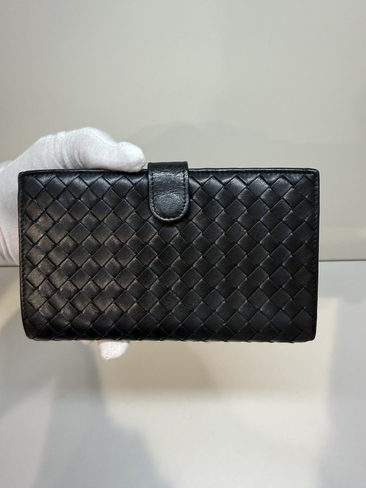 Bottega Veneta Long Wallet Black Leather