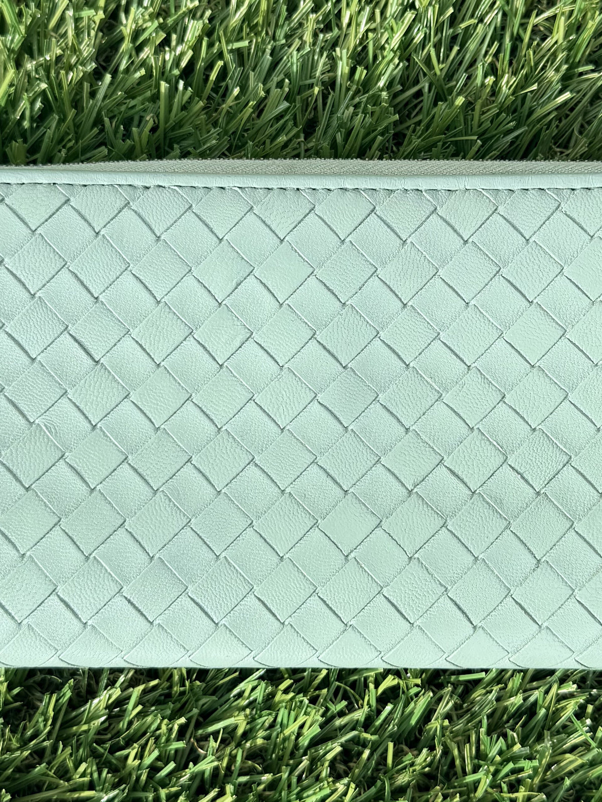 Bottega Veneta Intrecciato Lambskin Zippy Long Wallet Blue Mint