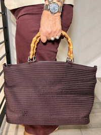 Gucci Bamboo Handle Nylon Purple Hand Bag