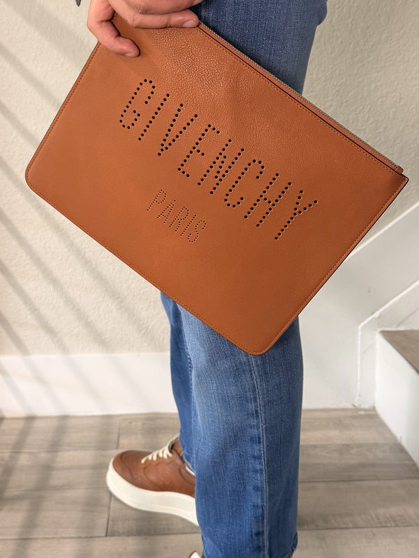 Givenchy Paris Brown Leather Clutch Bag