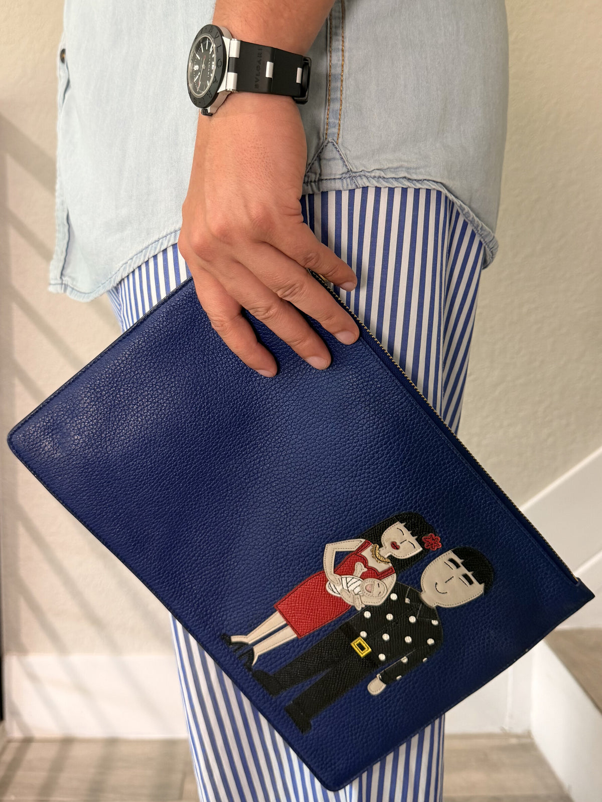 Dolce & Gabbana Leather Blue Clutch