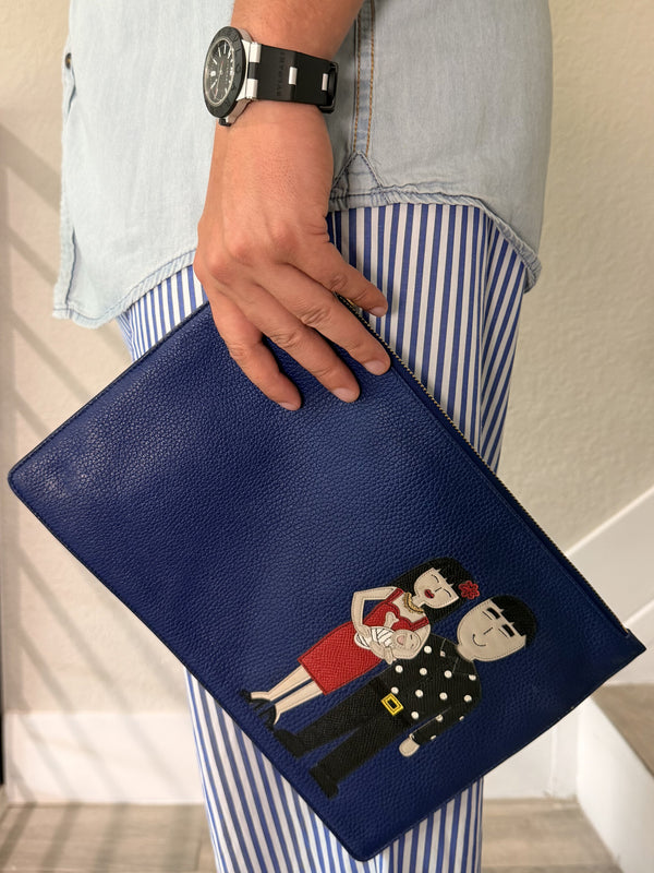 Dolce & Gabbana Leather Blue Clutch