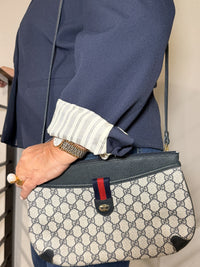 Vintage Gucci Shoulder Bag Sherry Line Navy Blue