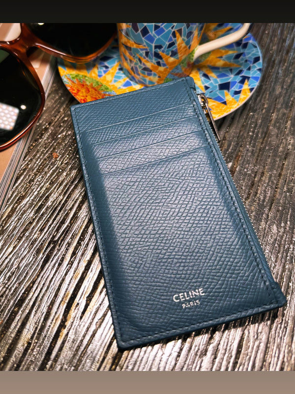 CELINE Leather Blue Fragment Case/Coin Case