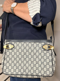Gucci GG Plus PVC Leather Navy Shoulder Bag