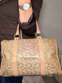 CELINE Macadam Horse Carriage Hand Bag PVC Leather Brown