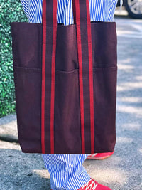 Hermes Tote Bag Bordeaux Canvas