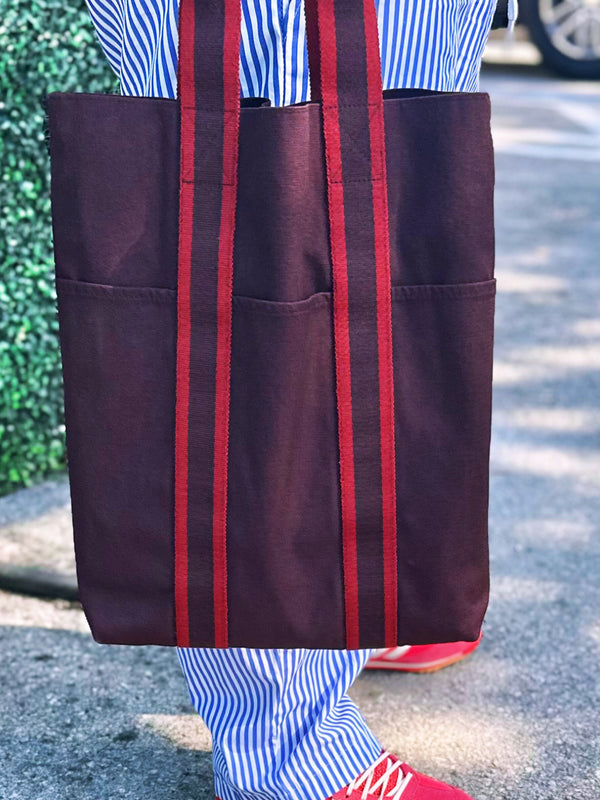 Hermes Tote Bag Bordeaux Canvas