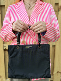GUCCI Bamboo Black Nylon Handbag