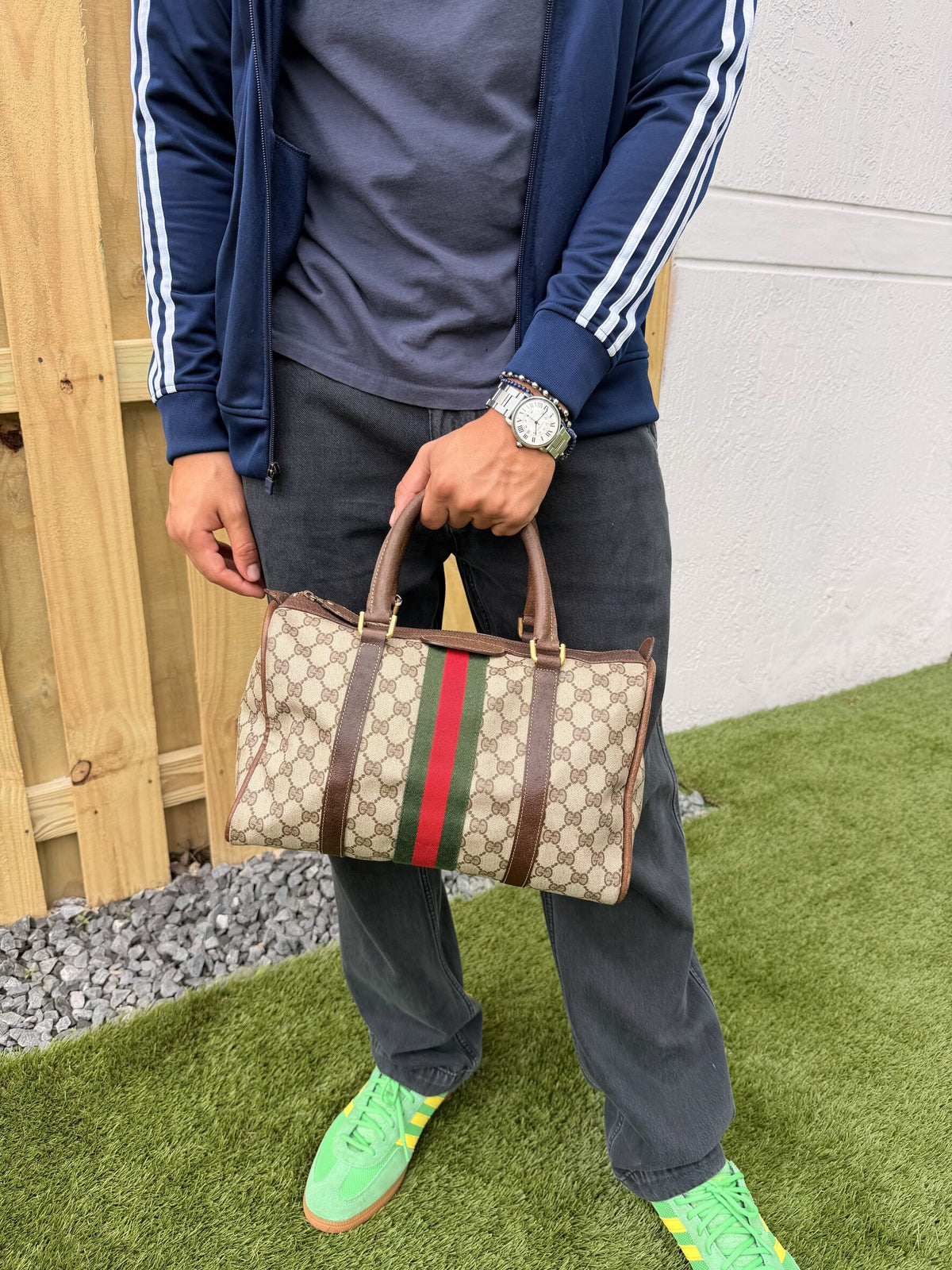 Gucci GG Supreme Sherry Line Brown Boston Mini