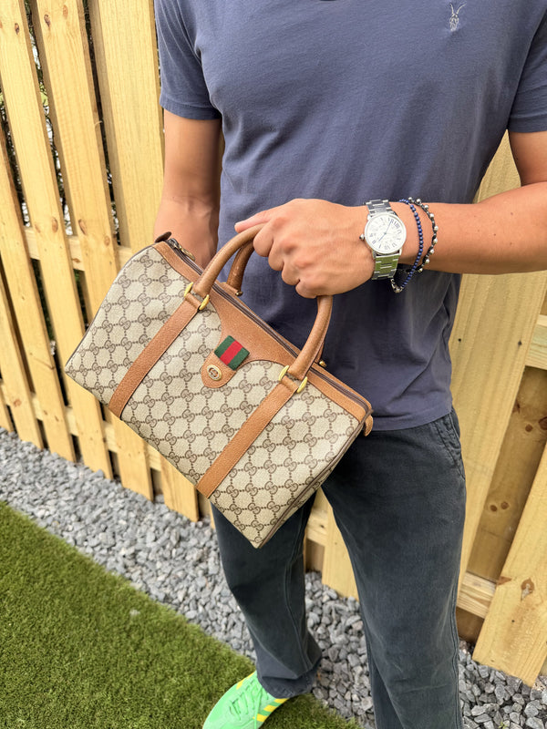 Vintage Gucci Hand Bag Sherry line Boston Brown