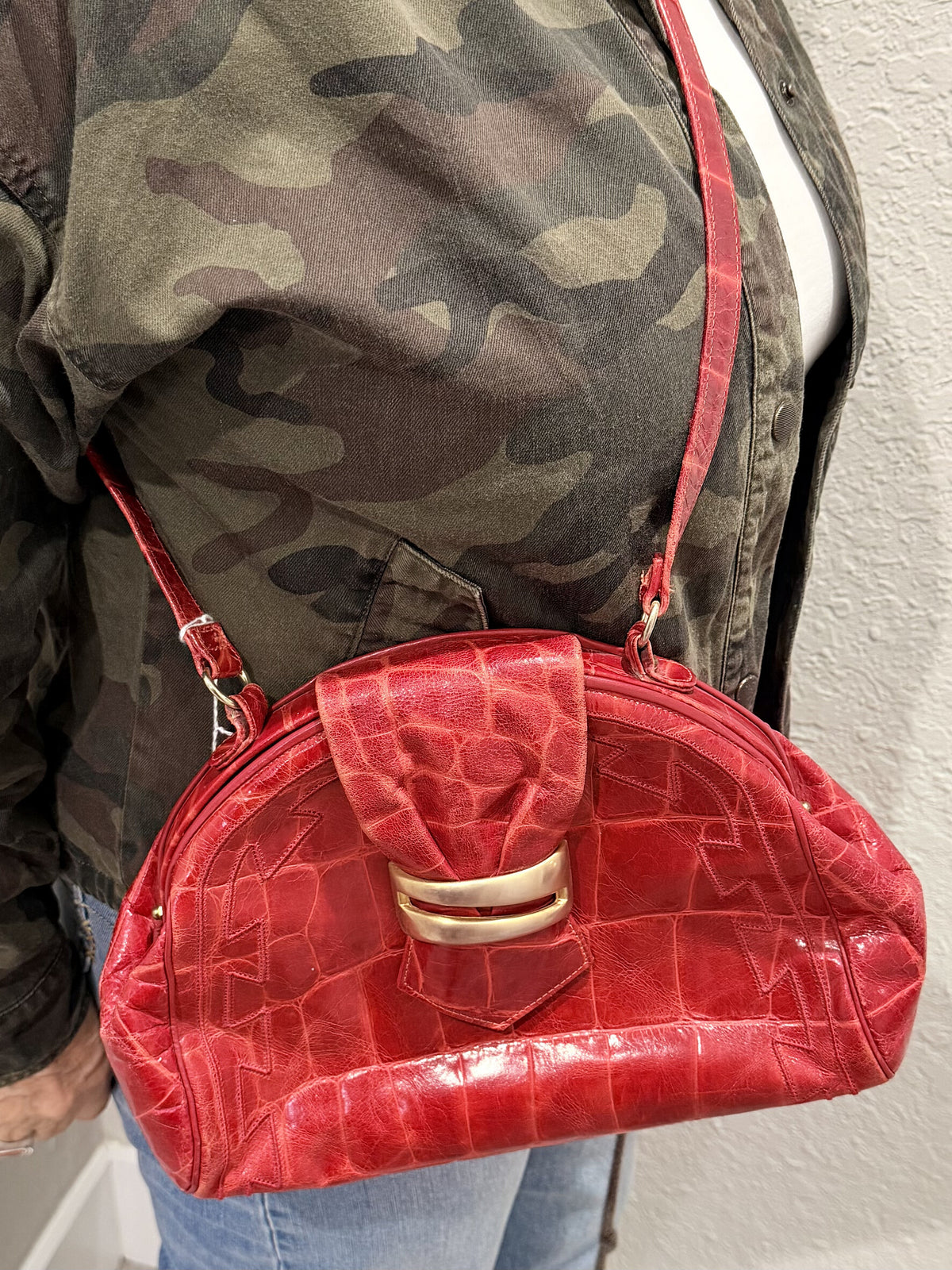 Sharif Studio Shoulder Bag Purse Genuine Leather Burgundy Red