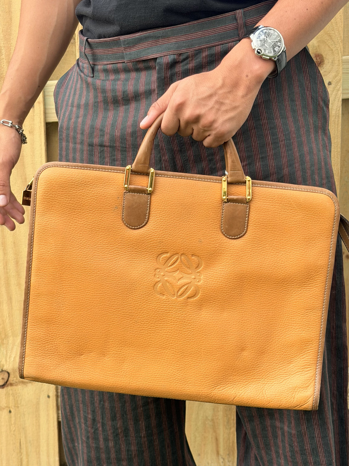 LOEWE Hand Bag Brown Leather