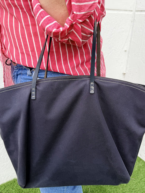 Fendi Hand Bag Navy Blue Canvas