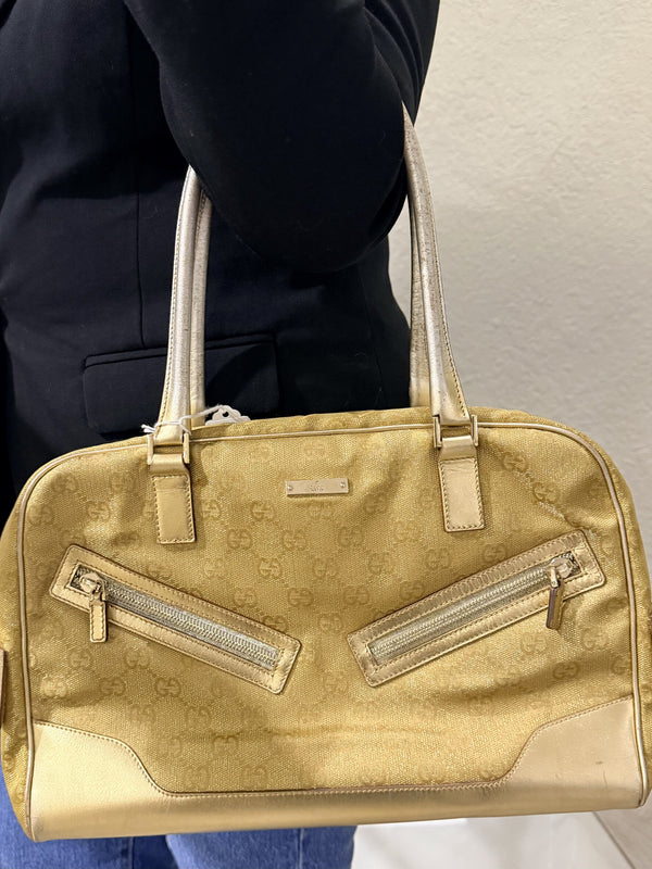 Gucci Ophidia Top Handle leather handbag Gold