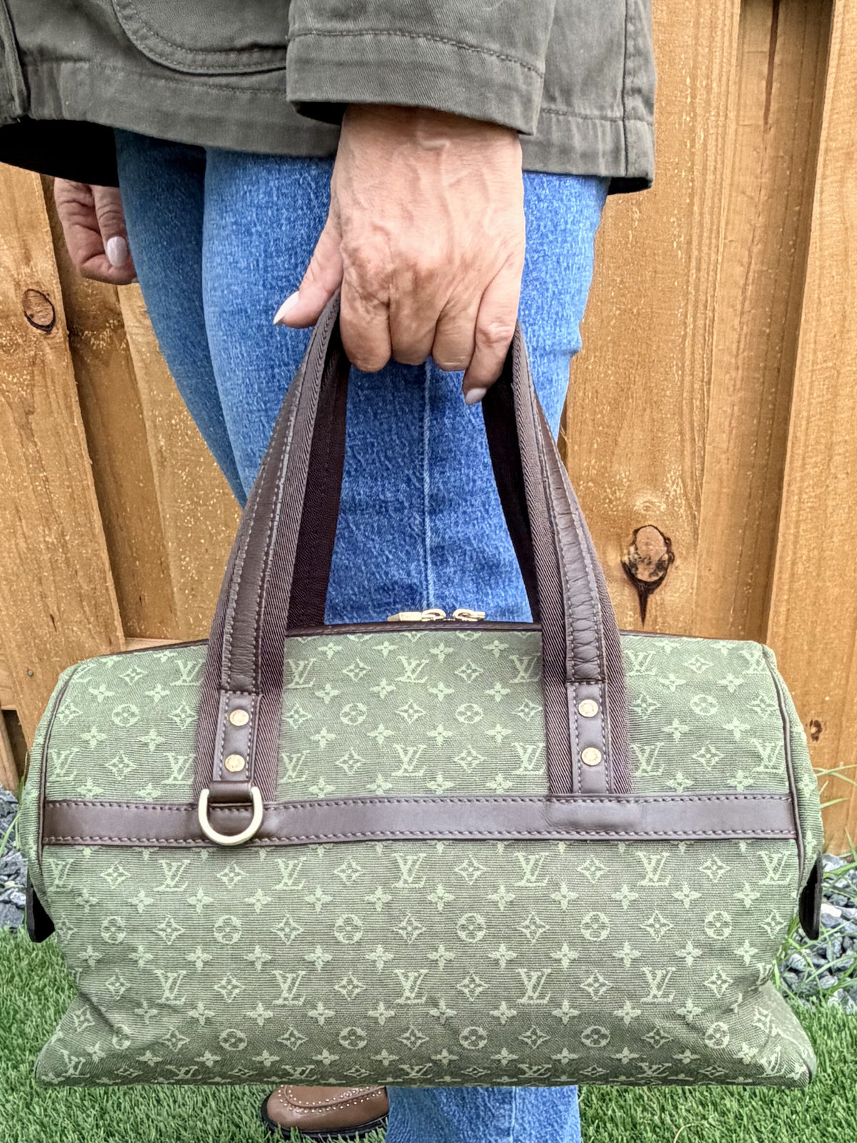 LOUIS VUITTON Monogram Mini Josephine Khaki Green Handbag