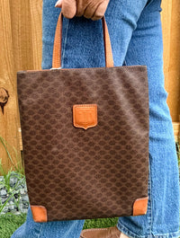 Celine Macadam Pattern PVC Leather Brown Mini Tote