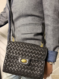 Vintage Bally Shoulder Bag Black suede Leather