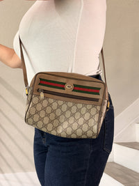 Gucci GG Supreme PVC Sherry Line Brown Shoulder Bag