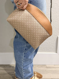 Celine Macadam PVC x Leather Beige Clutch Bag