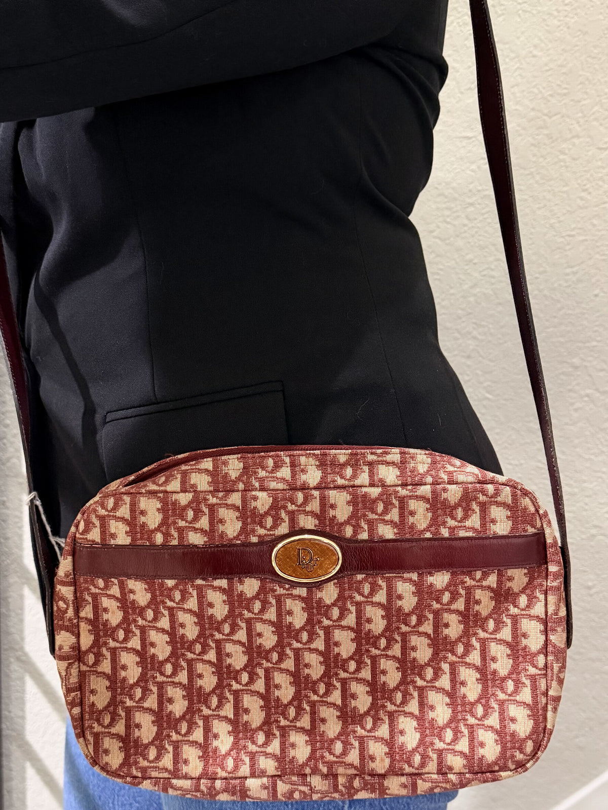 Christian Dior Shoulder Bag Bordeaux Canvas