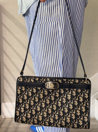 Christian Dior Shoulder Bag Navy Canvas