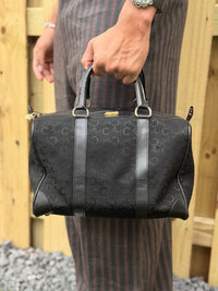 Celine Hand Bag Black Canvas