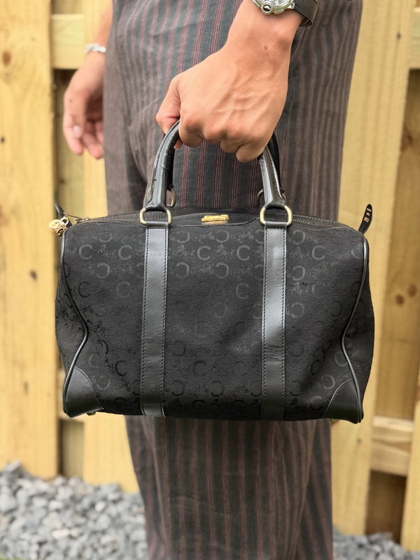 Celine Hand Bag Black Canvas
