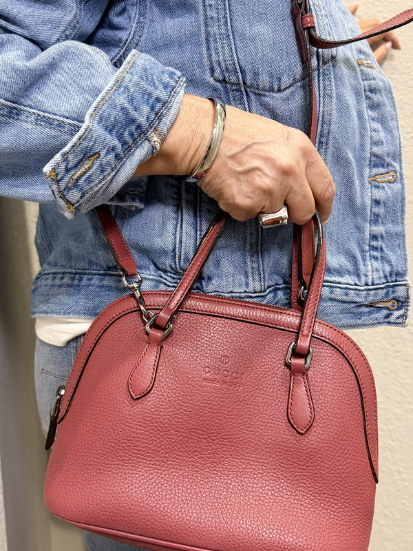 Gucci Dome Hand Bag Pink Leather