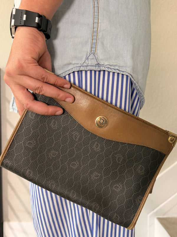 Dior Trotter Leather Beige Clutch Bag