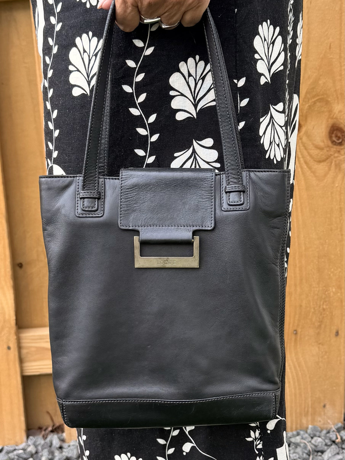 LOEWE Hand Bag Black Leather
