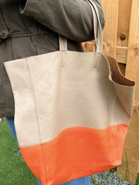 CELINE Tote Bag Beige Leather