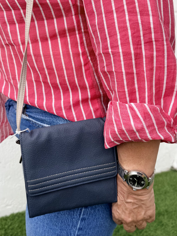 LOEWE Shoulder Bag Navy Blue Leather