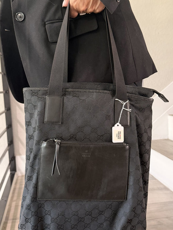 GUCCI GG Canvas Tote Bag Black