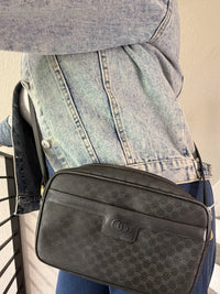 Vintage Gucci Shoulder Bag Black PVC