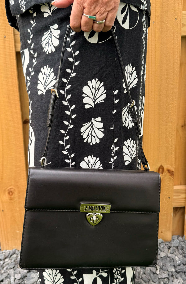 Moschino Hand bag Black Leather