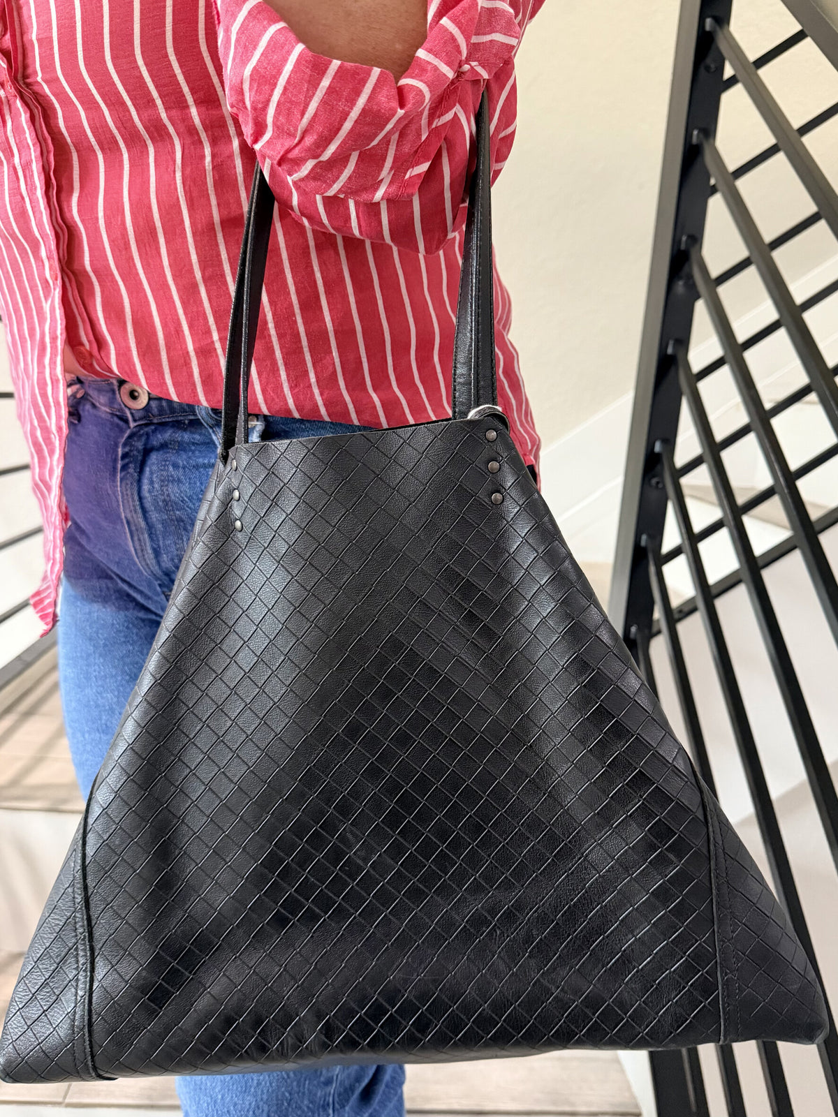 Bottega Veneta Intrecciatto Mirage Black Leather Tote Bag
