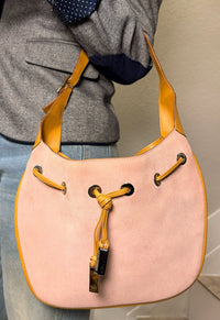 Gucci Suede Leather Pink Drawstring Shoulder Bag