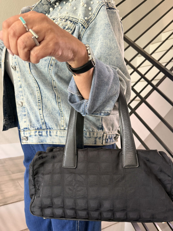 CHANEL New Travel Line Black Mini Boston Bag Handbag
